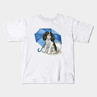 Cavalier King Charles Spaniel - Tri-colour Blue Umbrella Kids T-Shirt